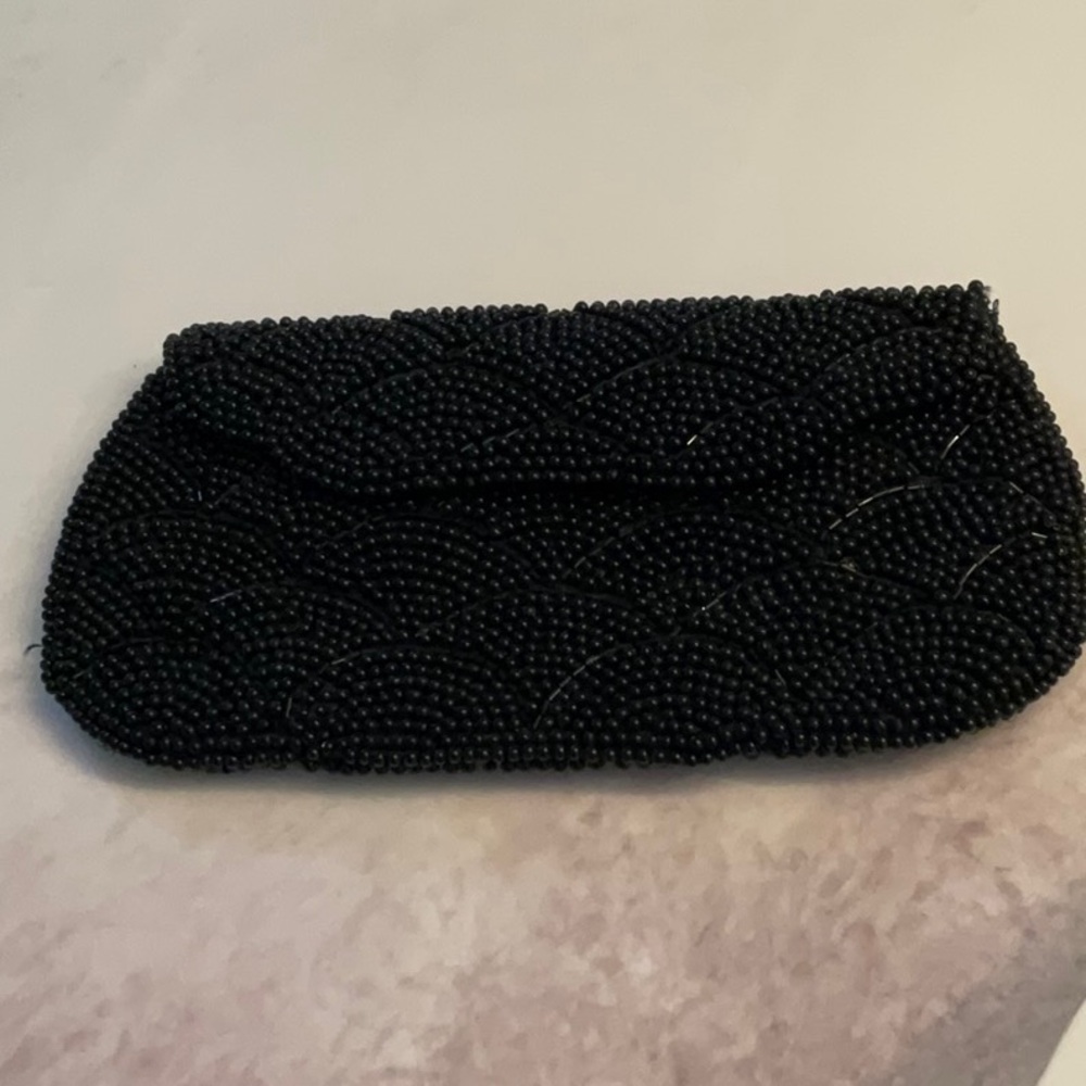 Chic Black Beaded Evening Clutch